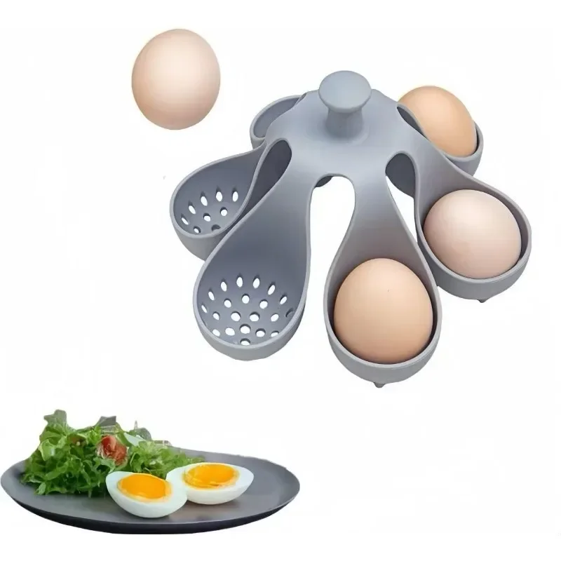 Hot Sale Silicone Egg Boiler Rack, Freestanding Hard Boiled Egg Cooker, Kitchen Gadget for Easy Cooking, Storage Holds 4/6 Eggs