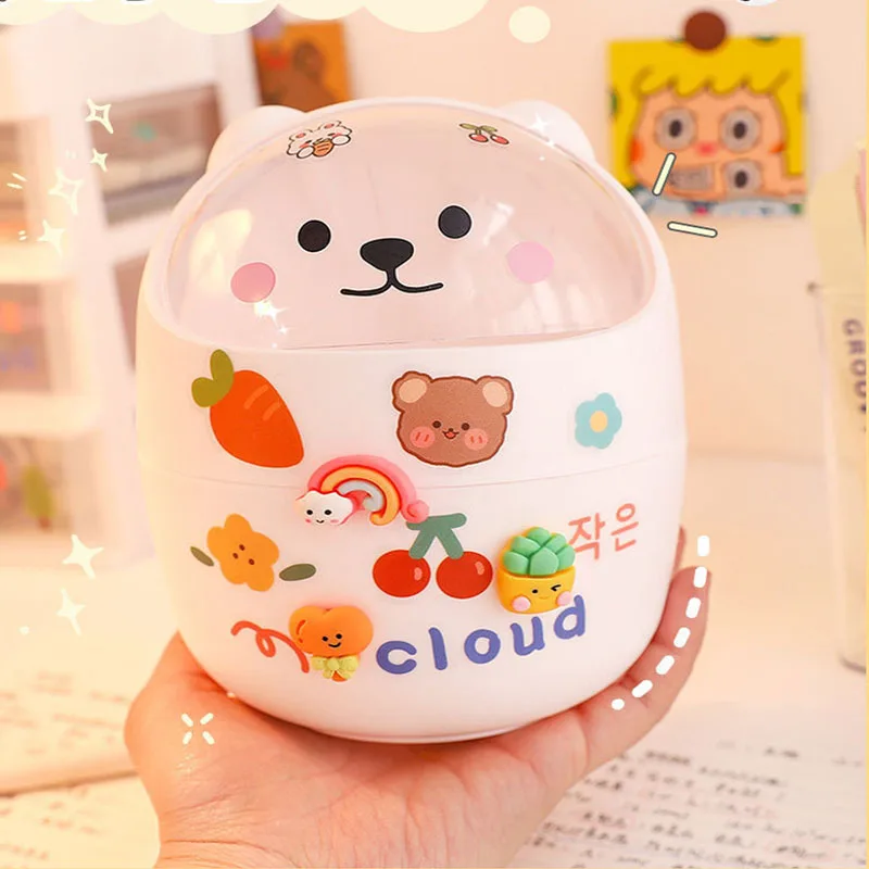 Kawaii Acrylic Pen Holder Desktop Organizer Office Stationery Cosmetics Storage Box Desk Storage Organizer Pen Holder Desktop Storage Box Stationery Organizer Stationery Storage Box