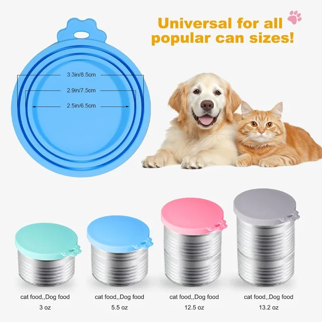 Pet Food Can Lids Foods Canned Scoop Universal Silicone Cap Covers Reusable Cat Wet Food Spoon Most of Standard Foods Cans Tops 2
