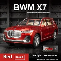 Luxury Diecast BMW X7 SUV Toy with Opening Doors, Sound, and Lights (Red - box)