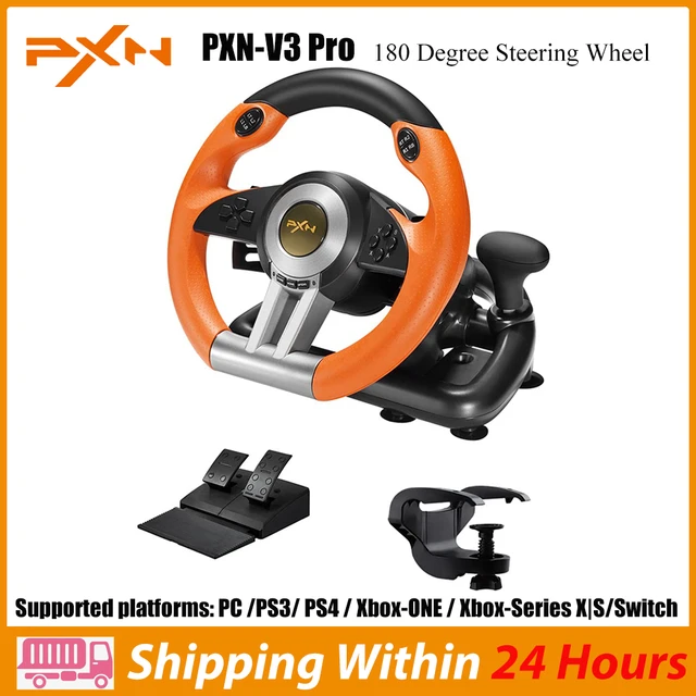 PXN Racing Wheel - Gaming Steering Wheel for PC, V3II 180 Degree Driving  Wheel Volante PC Universal Usb Car Racing with Pedal for PS4, PC, PS3,Xbox