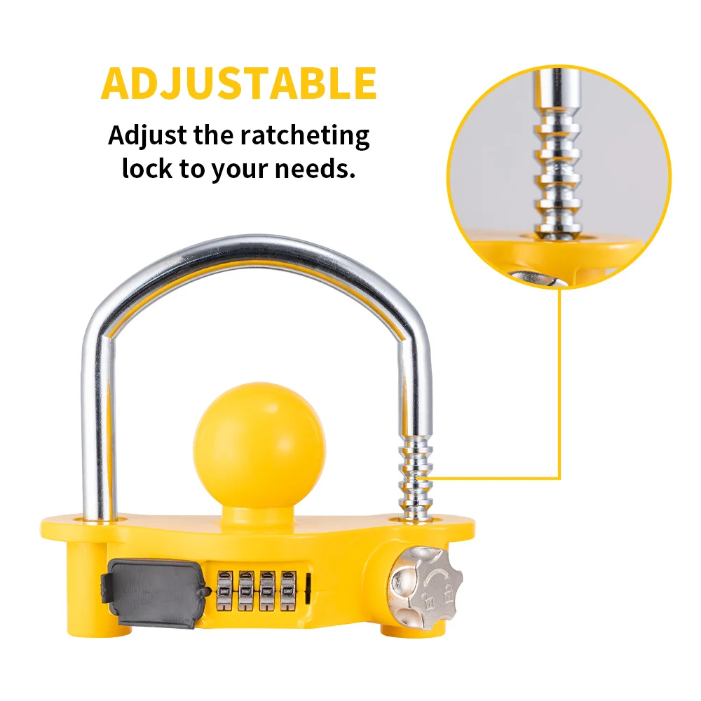 

Security Heavy Duty Trailer Coupler Lock U-Shape Universal Adjustable Storage Trailer Hitch Locks with Combination Lock