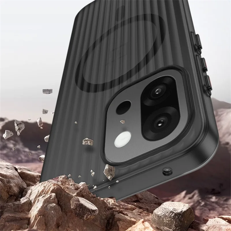 Corrugated Matte Transparent Hard PC Magnetic Anti-Drop Phone Case