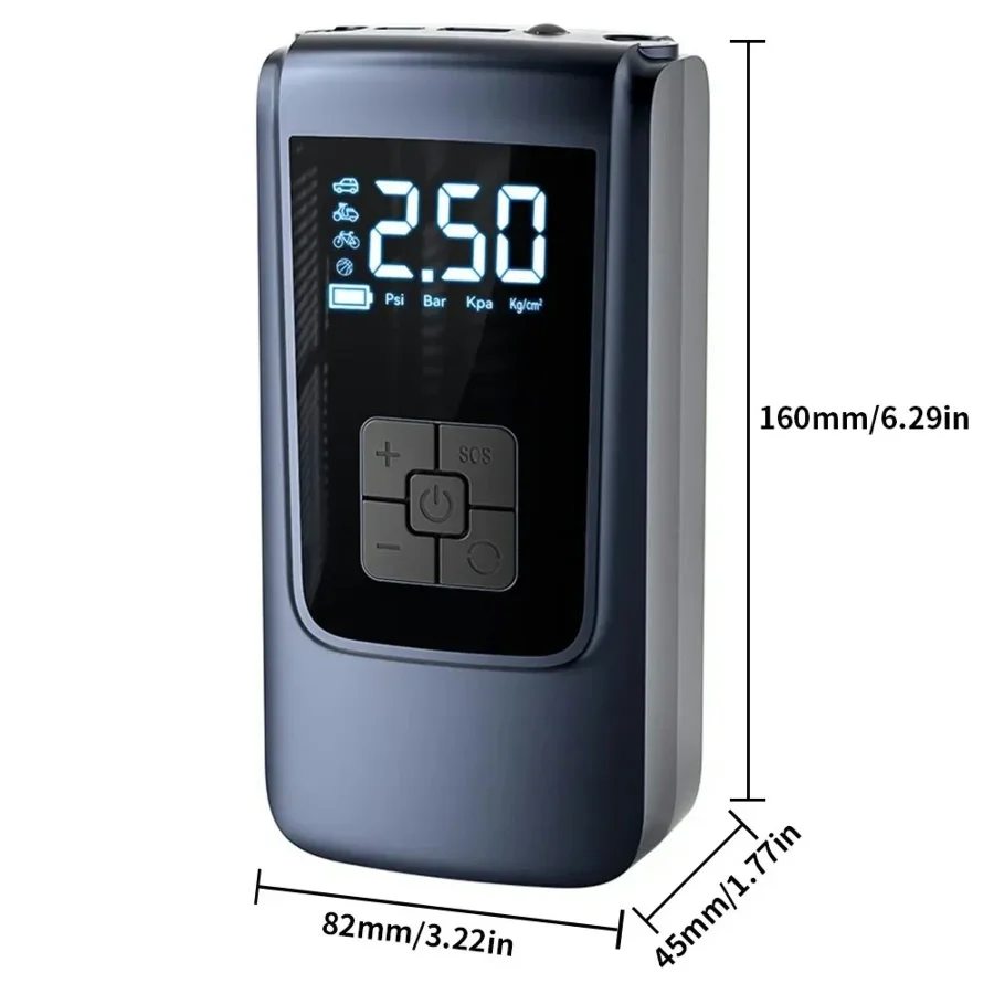 Smart Air Compressor LED Light 7.4/12V Car Tire Inflator 150PSI Portable Tyre Inflator Cordless Tire Pump for Motorcycle