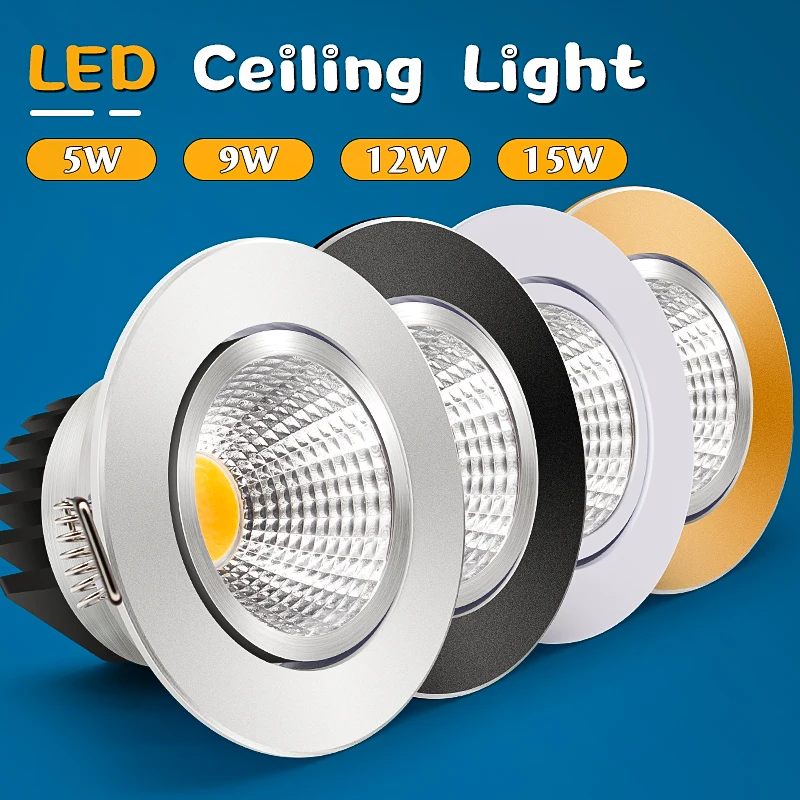 LED Downlight Dimmable Spot Lamp 15W 12W 7W Led Recessed Ceiling Downlight Lamp COB Spot Lighting Fixture