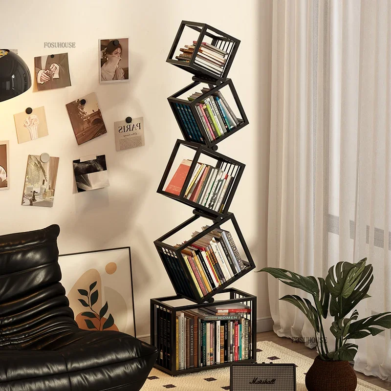 Corner Designer Bookcases Floor Rack Iron Shaped Display Shelf Home Living Room Bookcase Bookshelf Integrated Against The Wall C