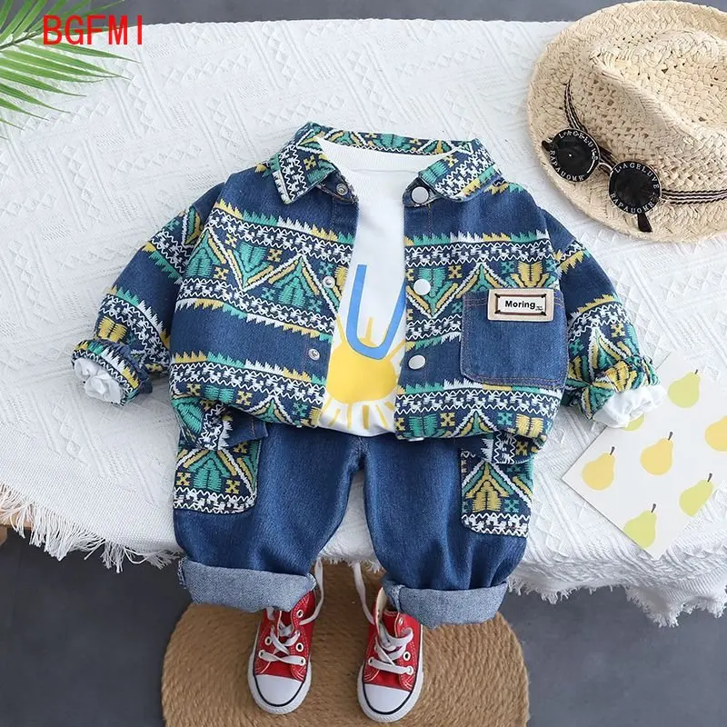 

Spring Fall Outerwear Fashion Baby Girl Denim Children's Clothes Jacket +pant 2PCS set Kid clothes boys Jean Clothing Suit 2-10Y