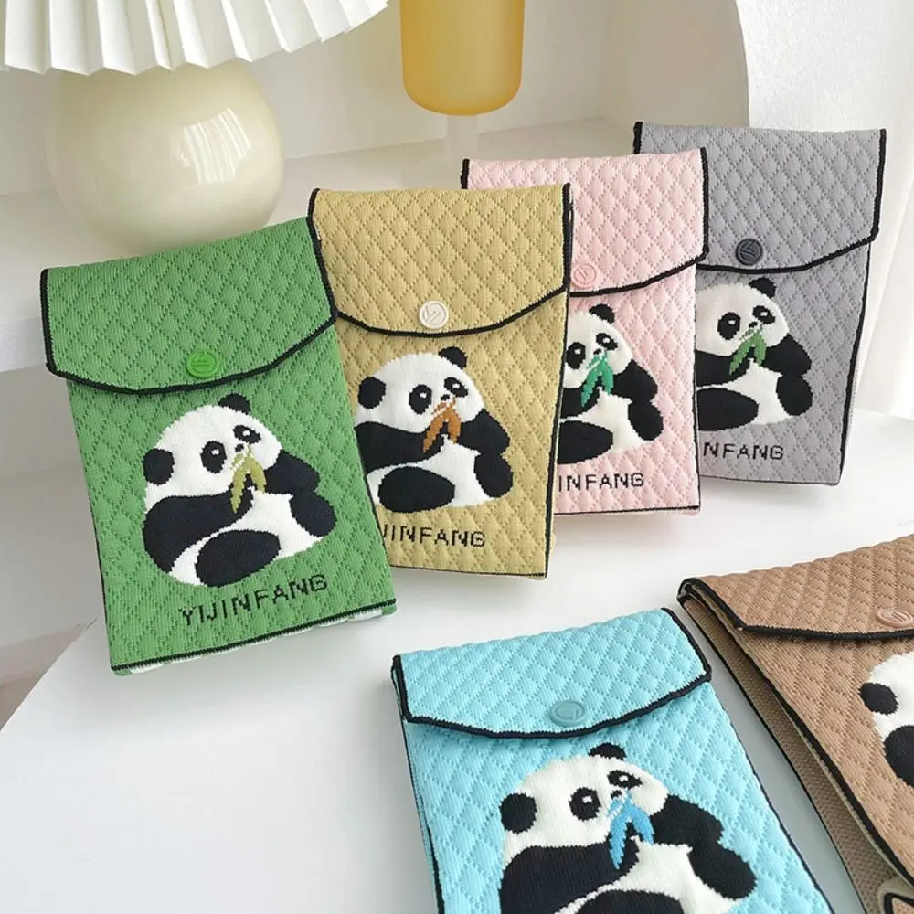 

Модная мультяшная панда, искусственная мини сумка для запястья с узлом большой емкости, вязаная сумка для телефона для студентов