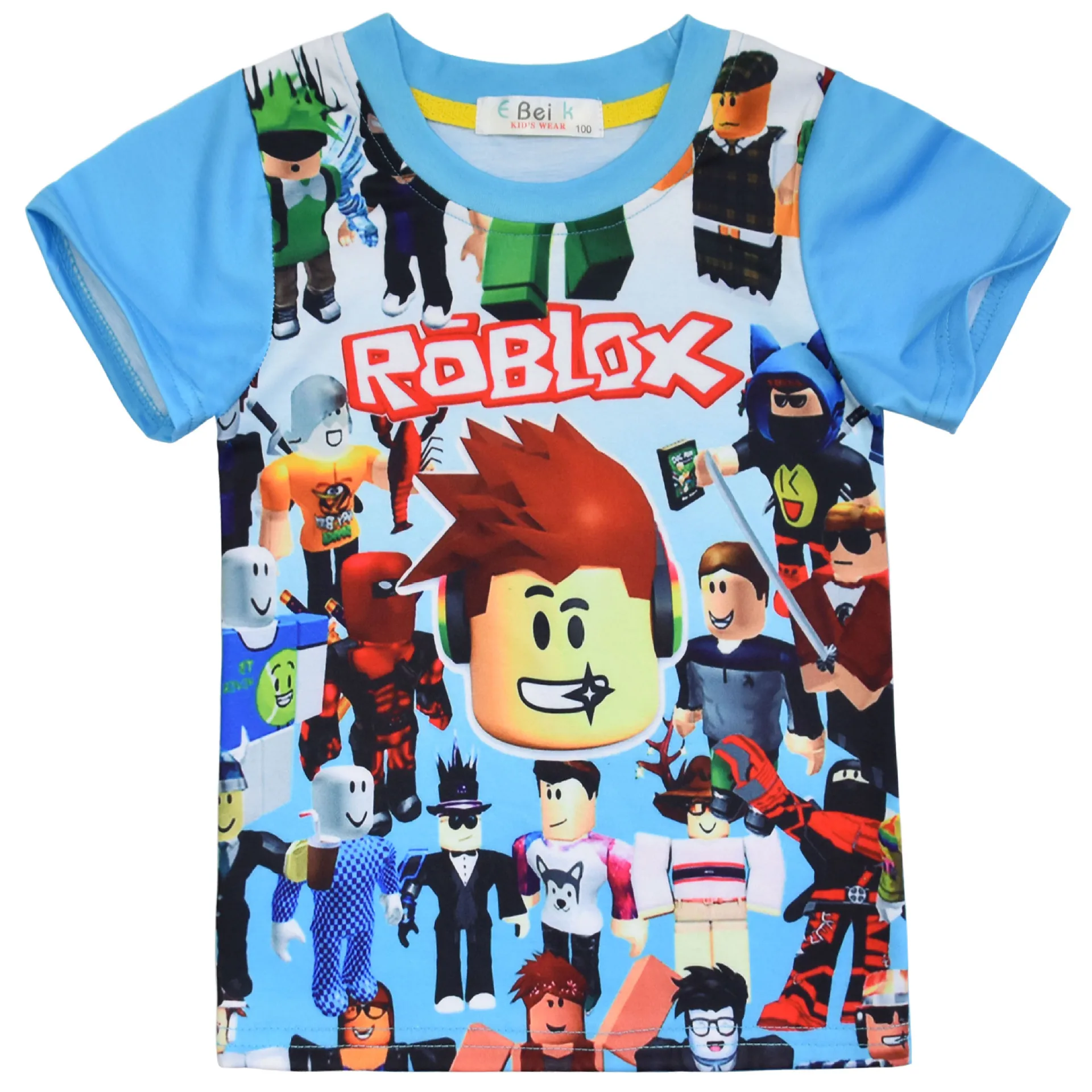 Roblox-camiseta e chapéu de duas peças de manga curta, terno de duas peças,  periférico de jogo, algodão fino, meninos e meninas, melhor presente, novo  - AliExpress