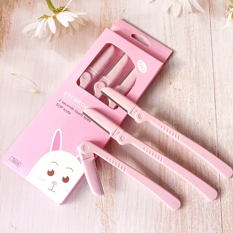 3Pcs Set Folding Eyebrow Trimmer Armpit Hair Razor Beauty Face Eye Shaper Shaver Stainless Steel Blades Makeup Tools