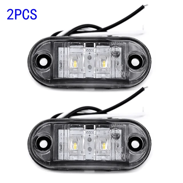 2Pcs DC 10V-30V LED Sides Marker Lights Car Alarm Tail Light External Lights Auto Trailer Truck Lorry Lamps White Color