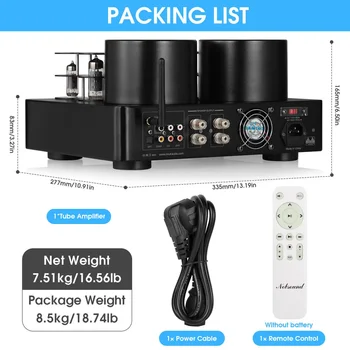 Douk Audio HiFi Hybird Stereo Valve Tube Amplifier Bluetooth 5.0 Audio Receiver COAX / OPT Power Amp USB Player 6