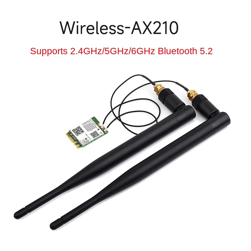 

AX210 Tri Band Wireless Network Card Green 2.4Ghz/5Ghz/6Ghz 5374Mbps BT5.2 Wifi 6E Wireless Module 802.11AX Support MU-MIMO