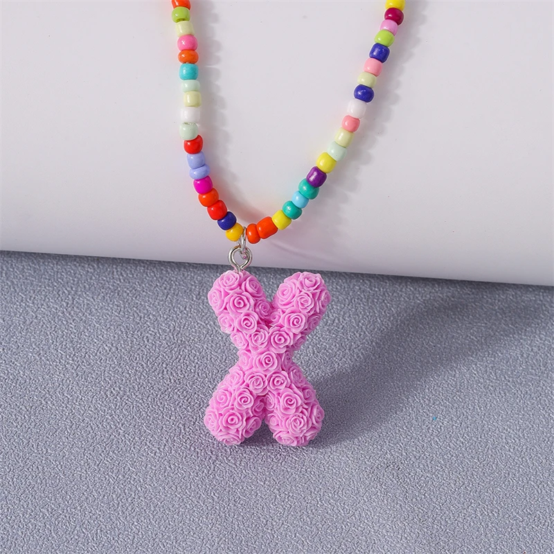 Böhmische 26 Brief A-Z Anhänger Halskette für Frauen handgemachte bunte Perlen Halskette Mädchen Party Festival Schmuck Geschenke – Detail 27