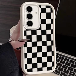 Stylish Black Check Silicone Phone Case - Durable Protective Cover - Note 20Ultra (White DQMYTYB43)