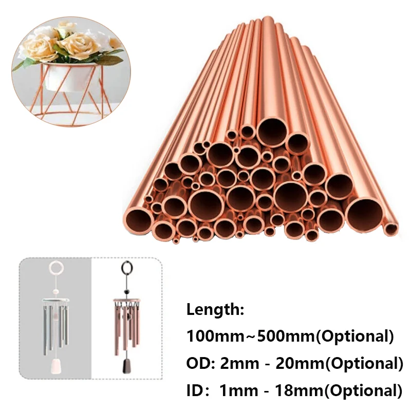 1 pcs Red Coppers Tubes Length 100mm~500mm Outer Diameter 2~20mm Inner Diameter 1~18mm Tubes Wall Cutting Tool Parts copper tube