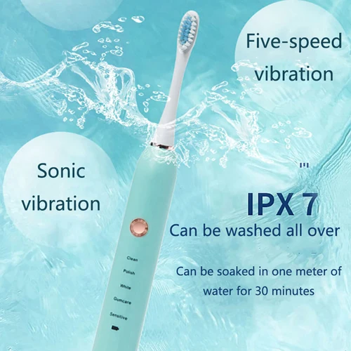 충전식 블랙 화이트 음파 전동 칫솔, IPX7 방수 배터리 모델 구강 위생 J208 4