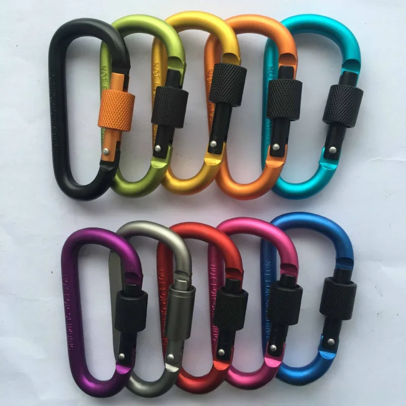 

Outdoor Screw Lock Buckle D Shaped Carabiner Clasp Keyring Clip Camping Kits Sports Rope Buckle Water Cup Buckle Climbing Tool