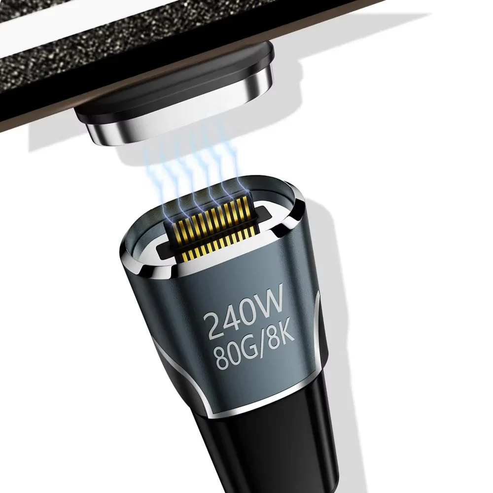 Magnetic USB-C to USB-C 240W Fast Charging Adapter with 8K Support
