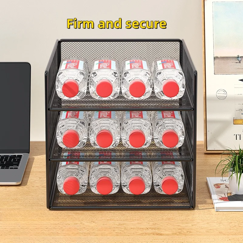 Office File Organizer Capacity Metal Mesh Desk Organizer with Three Layer Design Multifunctional File Holder Paper Storage Rack 6