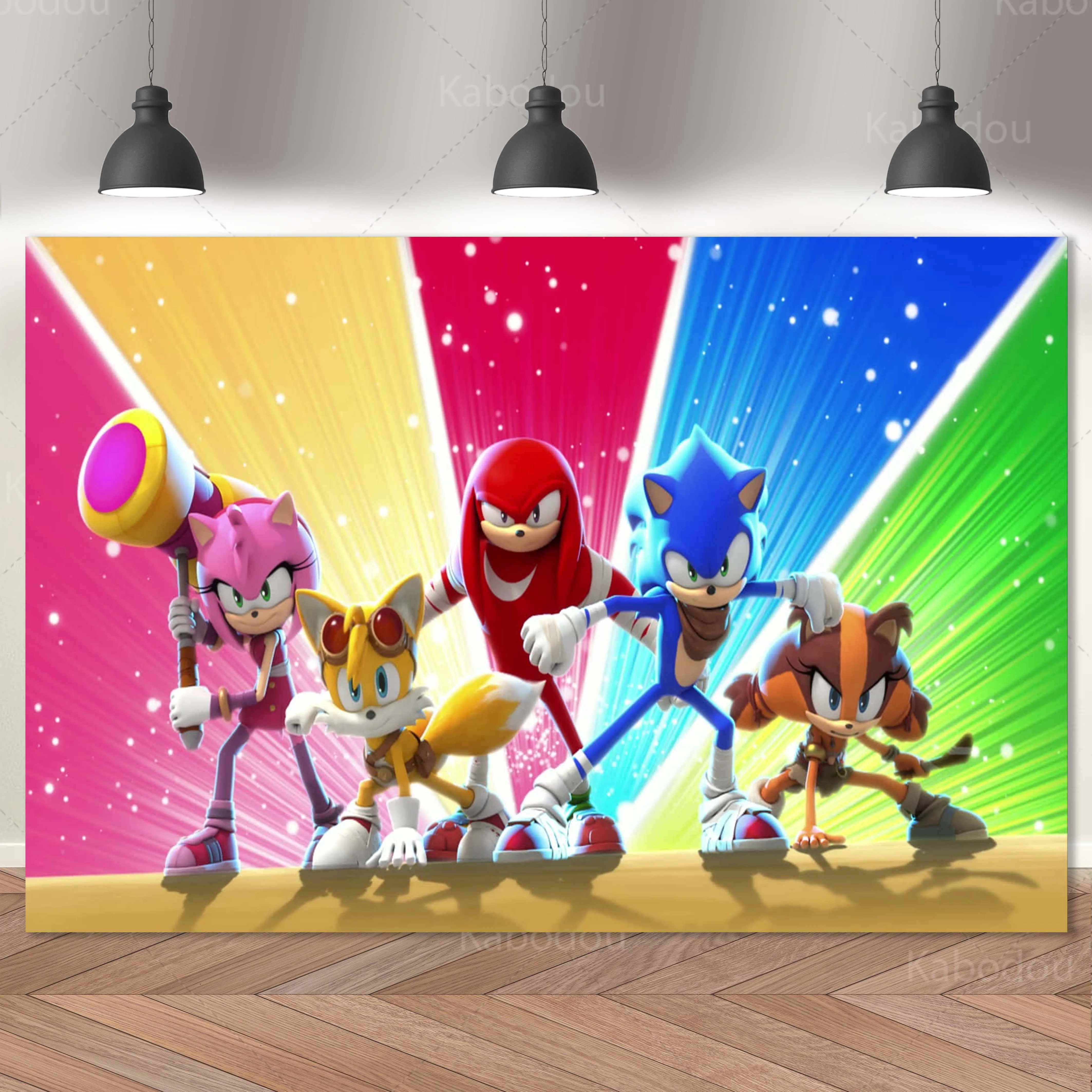 thumbnail image 1 of Fondo de Sonic para fiesta de cumpleaños de niños, decoración con relámpagos, pancarta, póster, fondo de fotografía, accesorios para baby shower, 1 of 5
