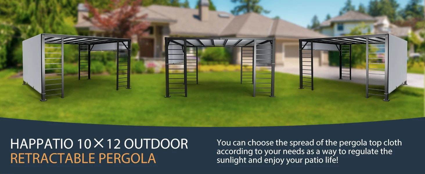 10×12 Outdoor Retractable Pergola Canopy