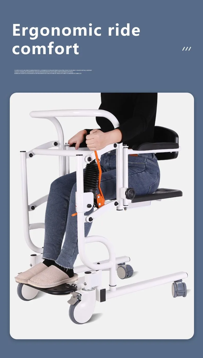 Easy Operate Manual Patient Lift Transfer Chair Bath Stool  Disabled Elderly Moving Chair Toilet 6