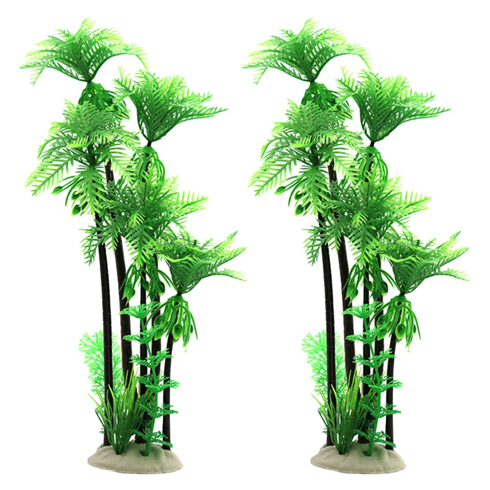 

2 Pcs Artificial Coconut Tree Fake Landscape Coconuts Model Trees Plastic Decorative Aquarium