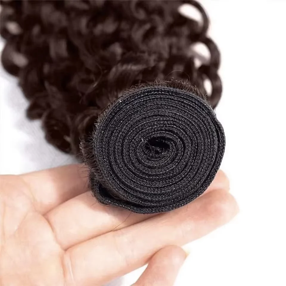 #4 Brown Water Wave Bundles 100% Human Hair Peruvian Remy Hair Weaving Chocolate Brown Curly Hair Bundle Deals For Extensions 5