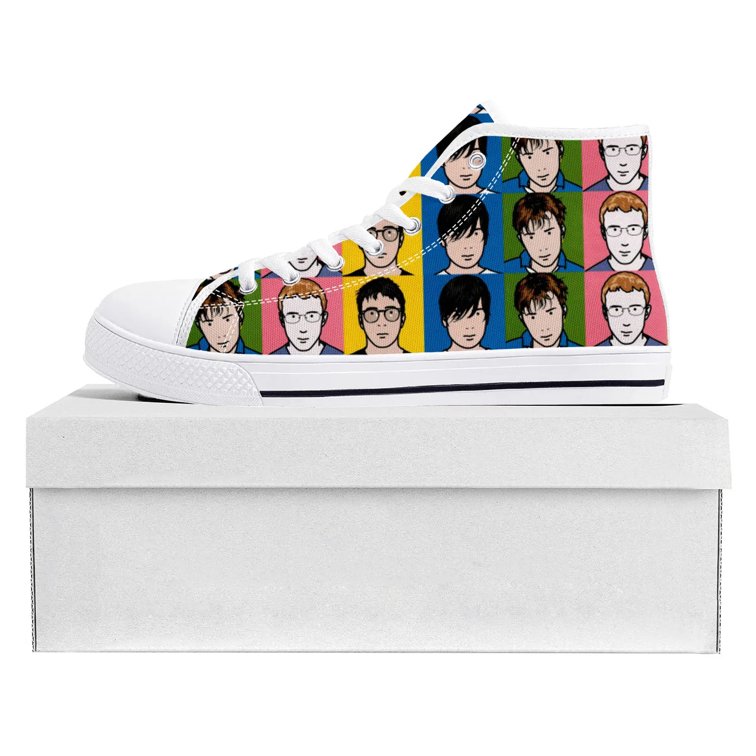 

Женские и мужские высокие кроссовки Blur Band, холщовые, повседневная обувь для пары, белые, для подростков