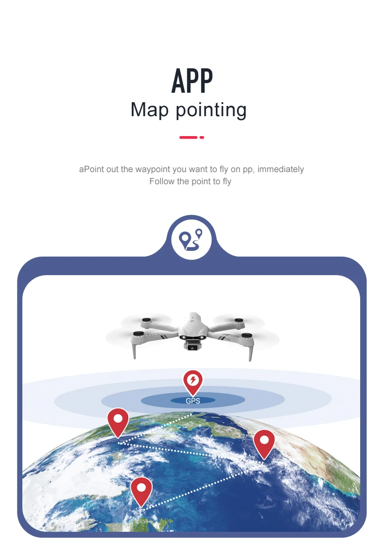 KBDFA F10 GPS Drone, app map pointing apoint out the waypoint you want to