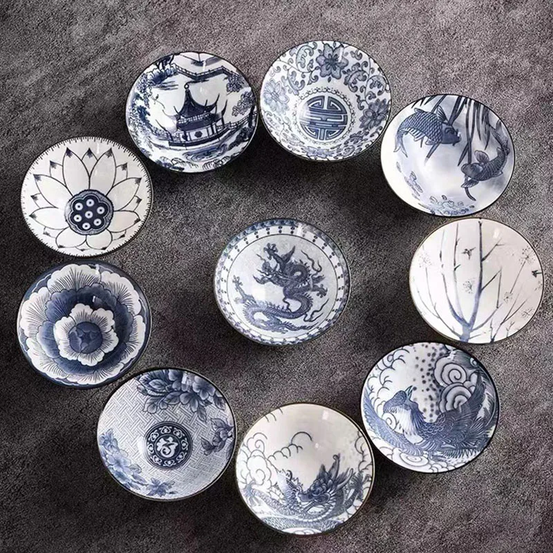 Retro Chinese Ceramic Tea Cup Blue and White Porcelain