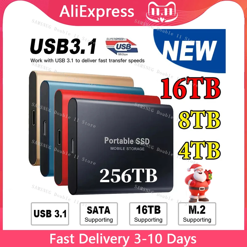 

256TB 2TB SSD Portable External USB 3.1 Type-C SSD External Hard Drive Flash Drive 8TB 256TB Hard Disks 외장하드 for Laptops/PC/ps5