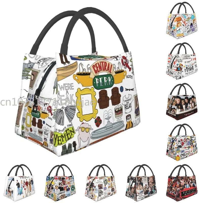 

Funny Friends Collage Insulated Lunch Bags for Camping Travel TV Show Waterproof Thermal Cooler Bento Box Women