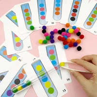 54-109pcs Fine Motor Sorting Set Kids Educational Toy Test Tube Pompoms Tweezers Color Matching Card Montessori Chidlren Gifts 4