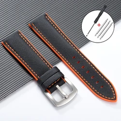 Premium Silicone Waterproof Watch Band with Metal Buckle - Breathable Soft Rubber Strap Replacement - 22mm (Black Orange)