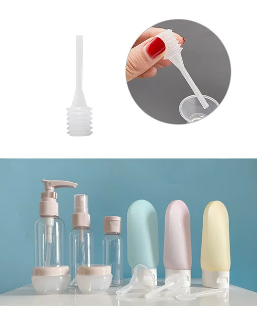 Bouteilles De Voyage Silicone 5x60 Ml (56,7 G) Approuvées TSA - Sans BPA, Anti-fuites, Avec étiquettes Et Trousse - Pour Shampooing, Gel Douche, Cosmétiques