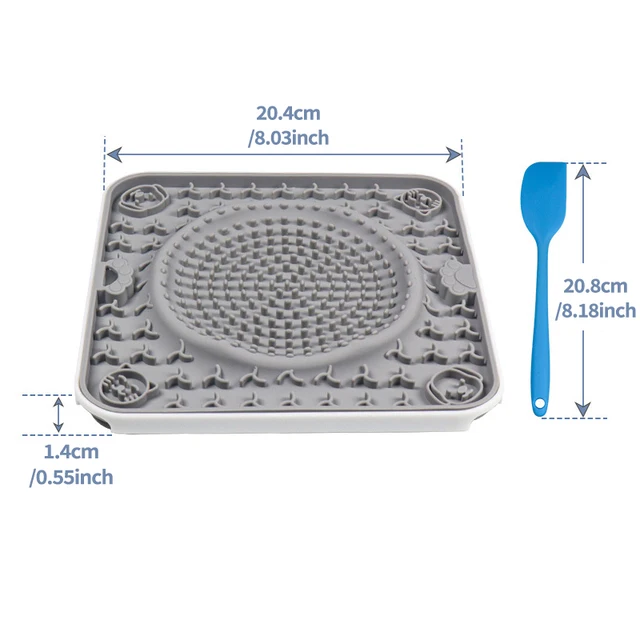 Suction Cup Silicone Pet Anti-bite Slow Feeder Placemat Partition Design Cat and Dog Slow-food Licking Plate + Scraper + Brush 4