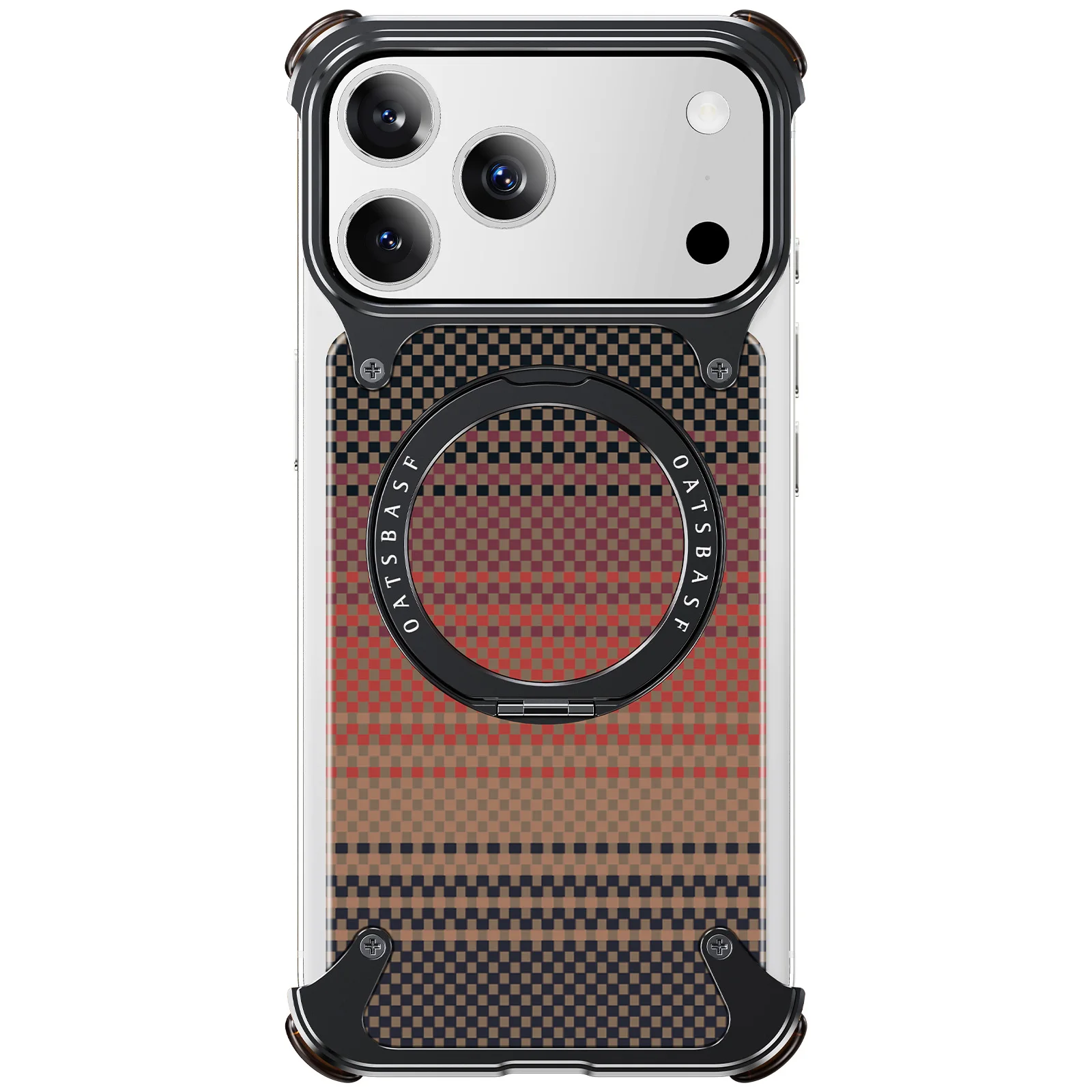 Eary Carbon Fiber Metal Case for iPhone 17 Pro Max Air With 360°Rotate Magsafe Magnetic Stand Military-Grade Shells Phone Cover