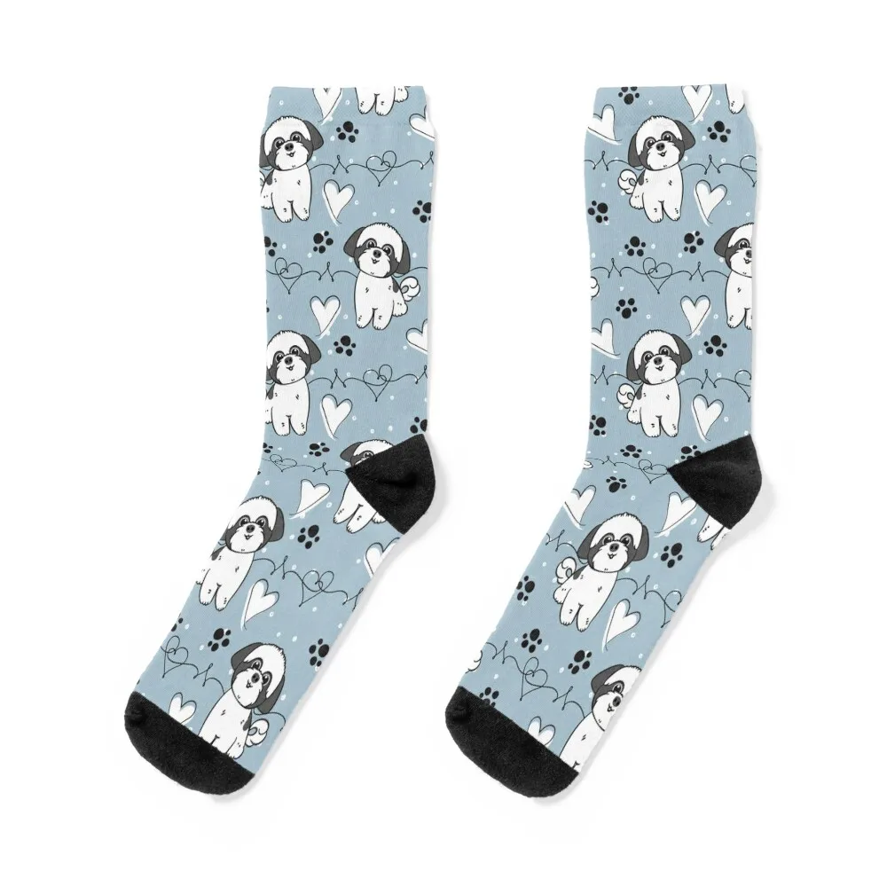 

LOVE Black and White Shih Tzu Socks Sports custom Run Socks For Women Men's