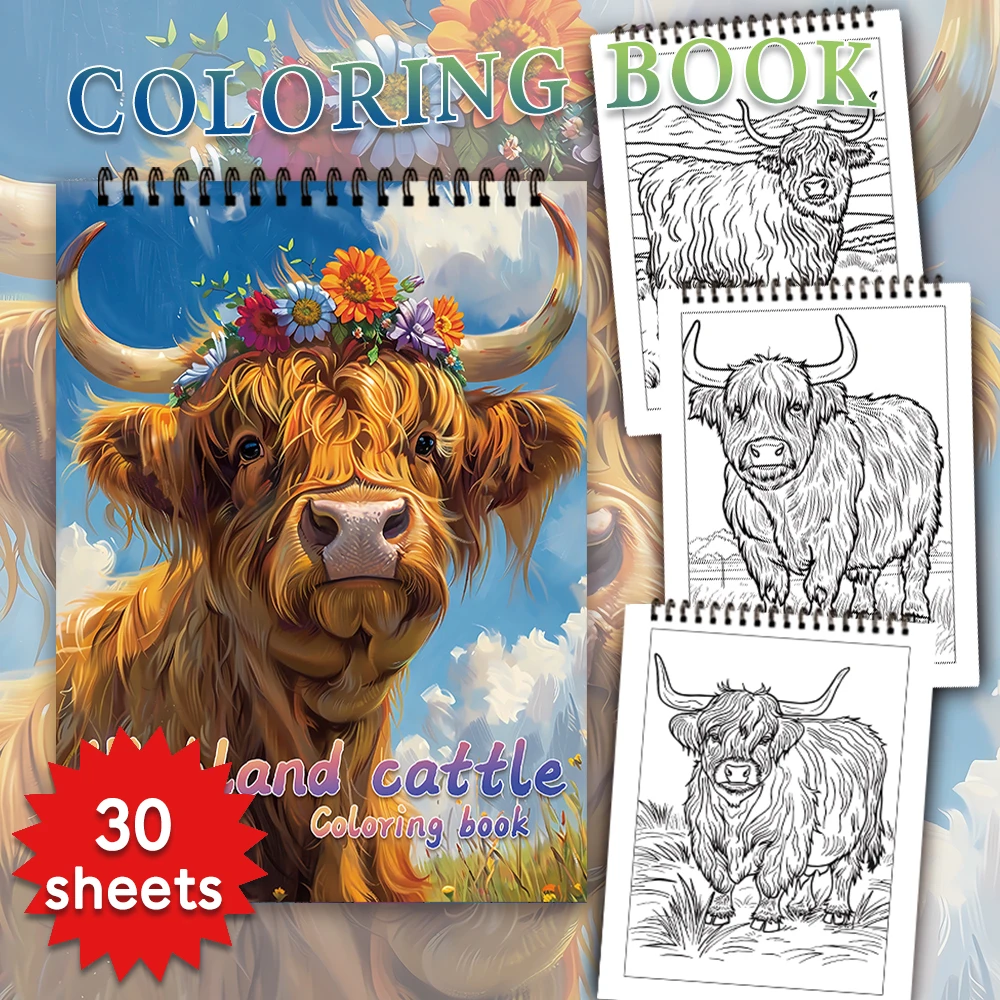30 Sheets Stress Relief Coloring Book, 11.2x 8.3in,100gsm Thick Paper, Spiral Bound, Halloween Gift, Christmas Gift Option 4