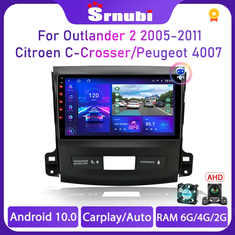 Srnubi 2 din For Mitsubishi Outlander Citroen C-Crosser Peugeot 4007 Android Car Radio Player 2din Carplay stereo DVD | Автомобили и
