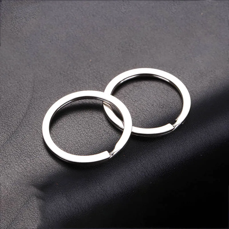 20-teiliger flacher Schlüsselring aus Edelstahl, flacher Ring, flacher Metallring, Auto-Schlüsselanhänger, Schlüsselanhänger, DIY-Zubehör – Detail 6