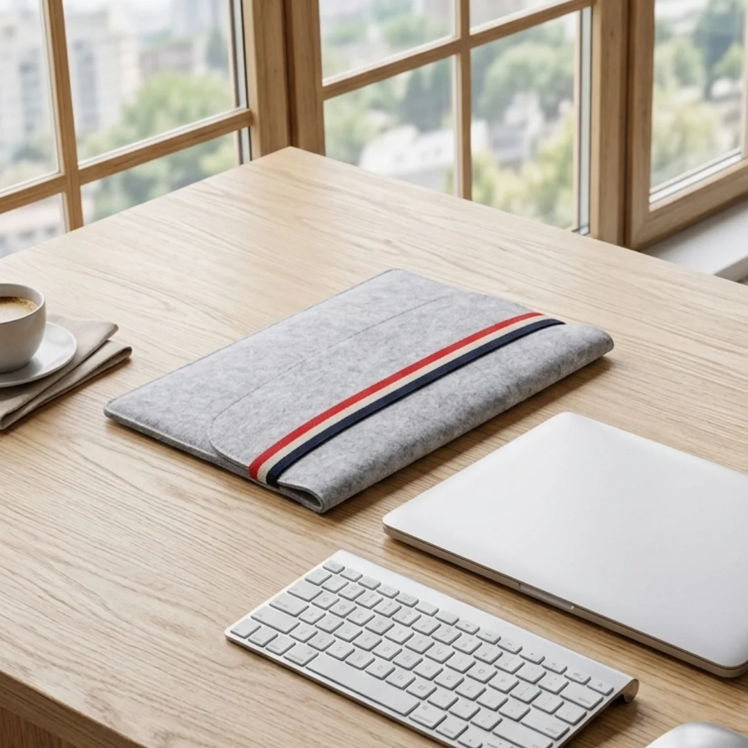 Cushioned Felt Laptop Sleeve - Travel-Friendly Protective Pouch
