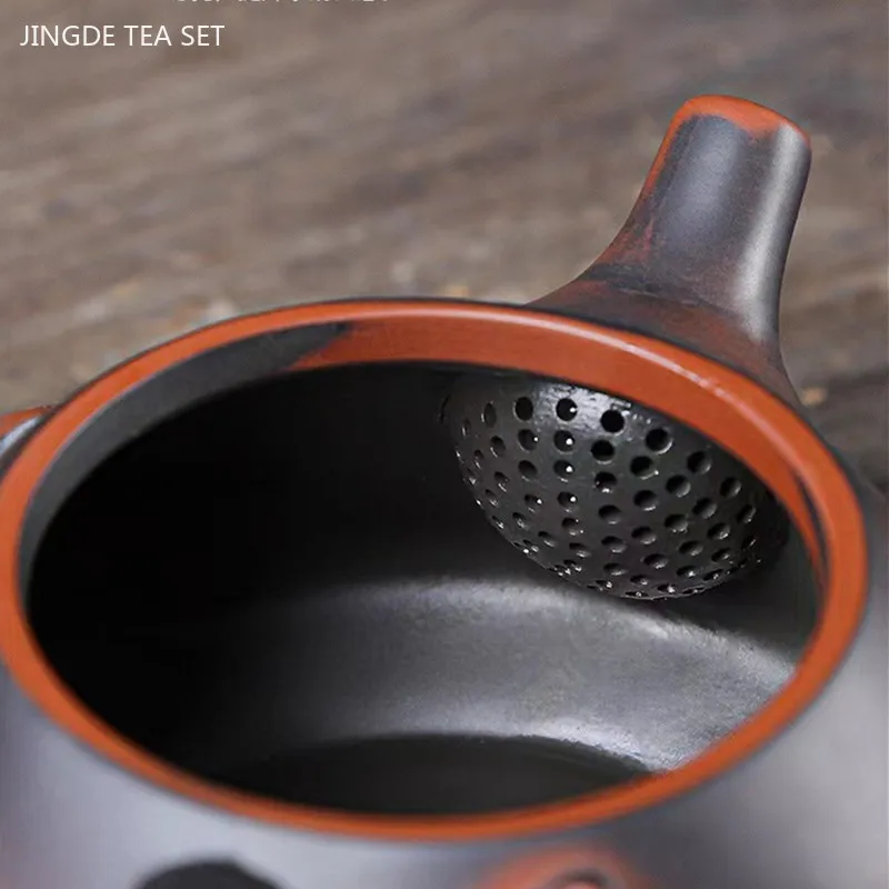 Purple Pottery Relief Teapot Hand-carved Dragon Pattern Beauty Kettle Traditional Ball Hole Filter Pot Chinese Zisha Tea Set