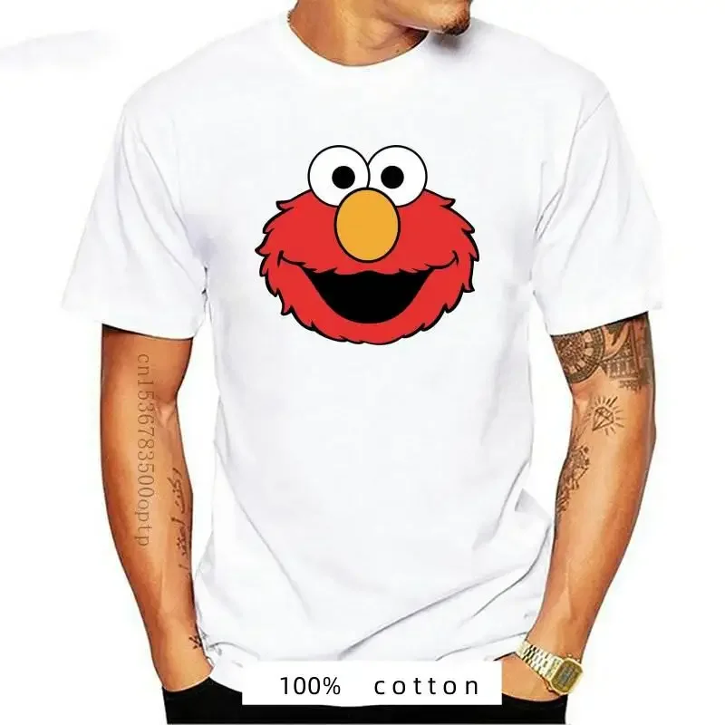 Новая забавная Мужская футболка Sesam Street Elmo Face 2024-Шуточный Подарок