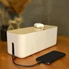Wire Storage Box Power Plug Board Wire Boxes Socket Data Cable Junction Box Plastic Storage Box with Bamboo 3