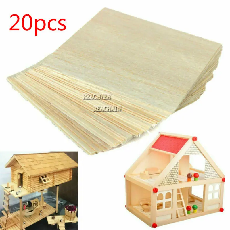 20 Pezzi Di Balsa Plank Model Diy House Boat Airplane Toy Boat 100Mm X 100Mm X 1Mm