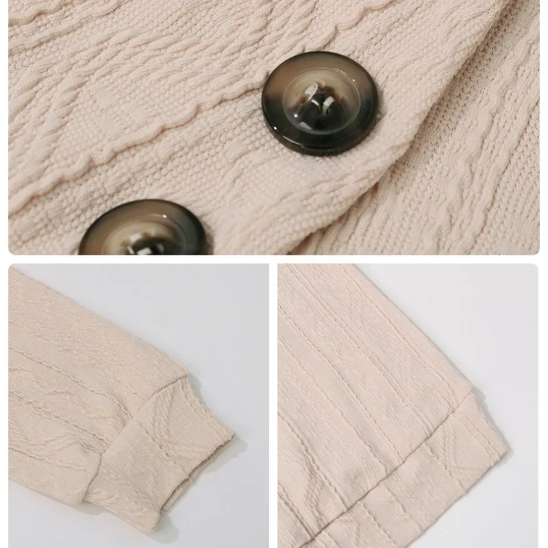 Autumn and Winter Women's Pullover Lapel Button Solid Screw Thread Long Sleeve Tee Shirt Fashion Casual Vacation Elegant Tops