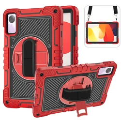 Versatile 360° Rotating Tablet Case with Kickstand, Shockproof Protection, and Hand & Shoulder Straps for Redmi Pad SE 11 inch (Red)